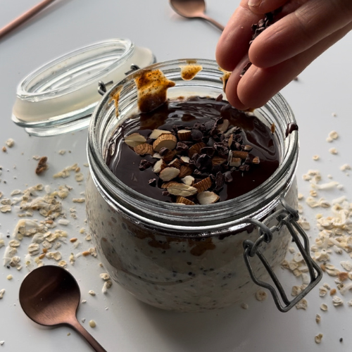 The Easiest Snickers Overnight Oats