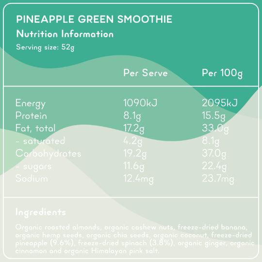 Pineapple Green smoothie nutrition information from Craft Smoothie Express